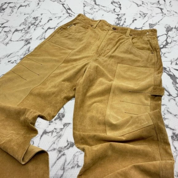 Men’s Davoucci Wheat Tiny Corduroy Genuine Suede Leather Pants NWT - Picture 2 of 6